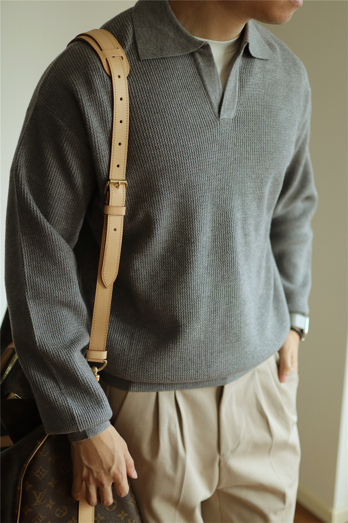V-Neck Heavyweight Knit Polo