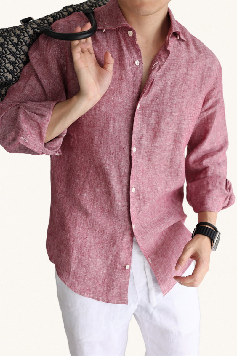 MONSEN Suitory Two-Tone 100% Linen Shirt product image