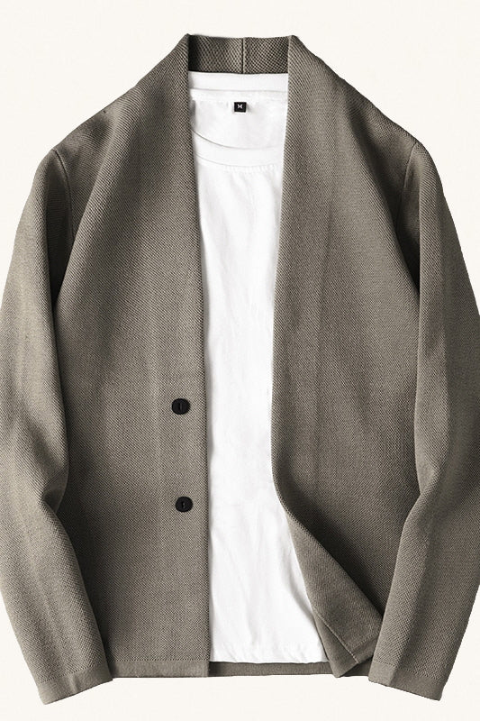 MONSEN Suitory Slim Cardigan in Denim front view