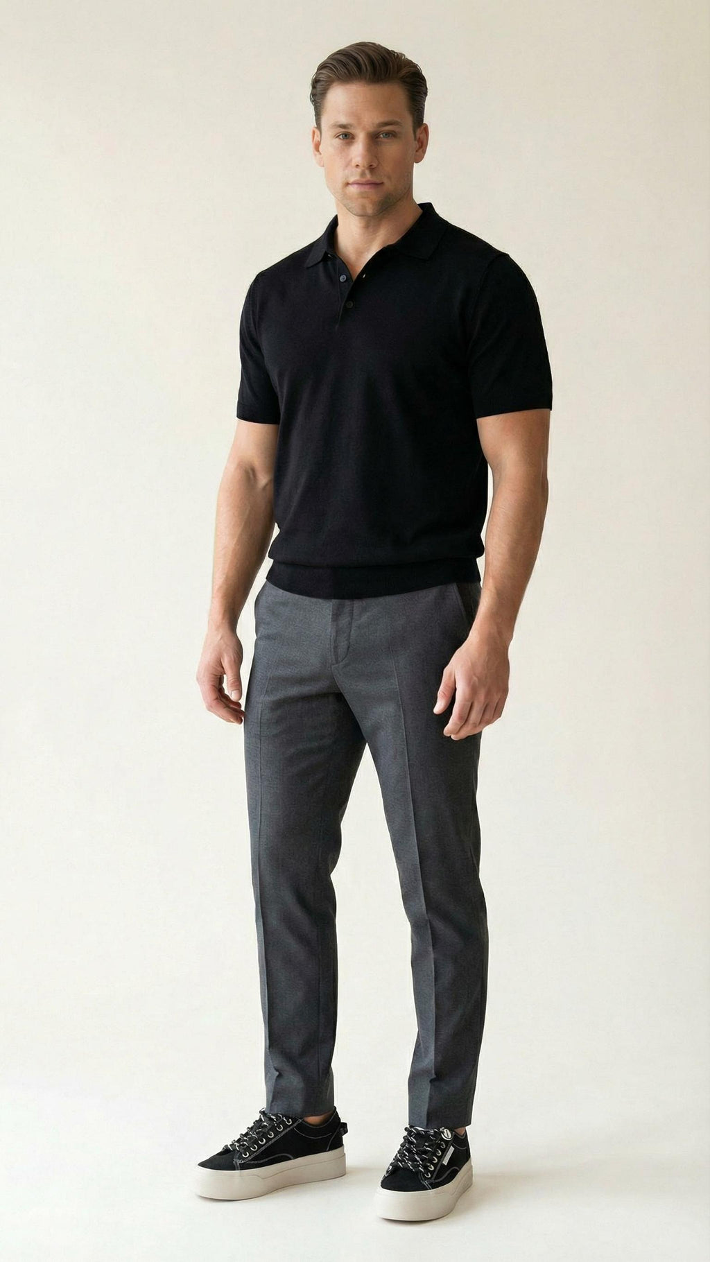 MONSEN Suitory Round-Toe Height-Boost Sneakers in Denim product image