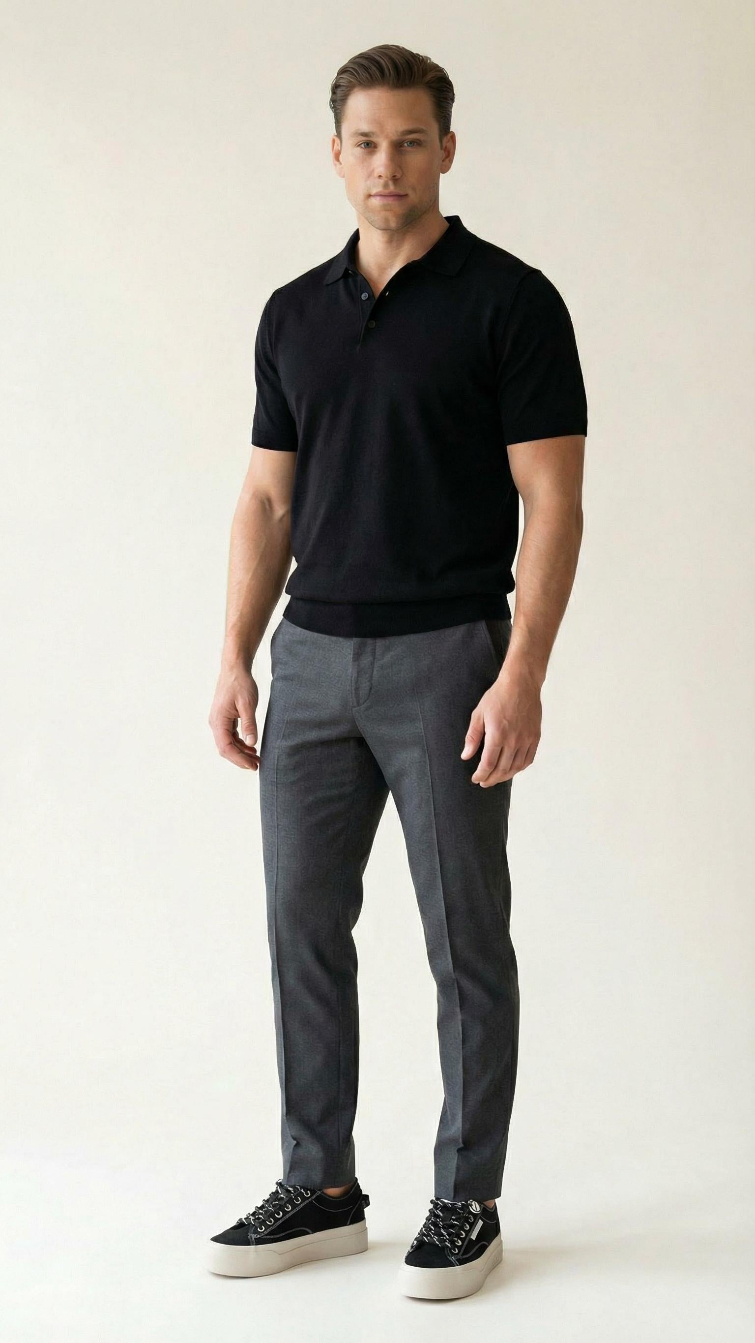 MONSEN Suitory Round-Toe Height-Boost Sneakers in Denim product image