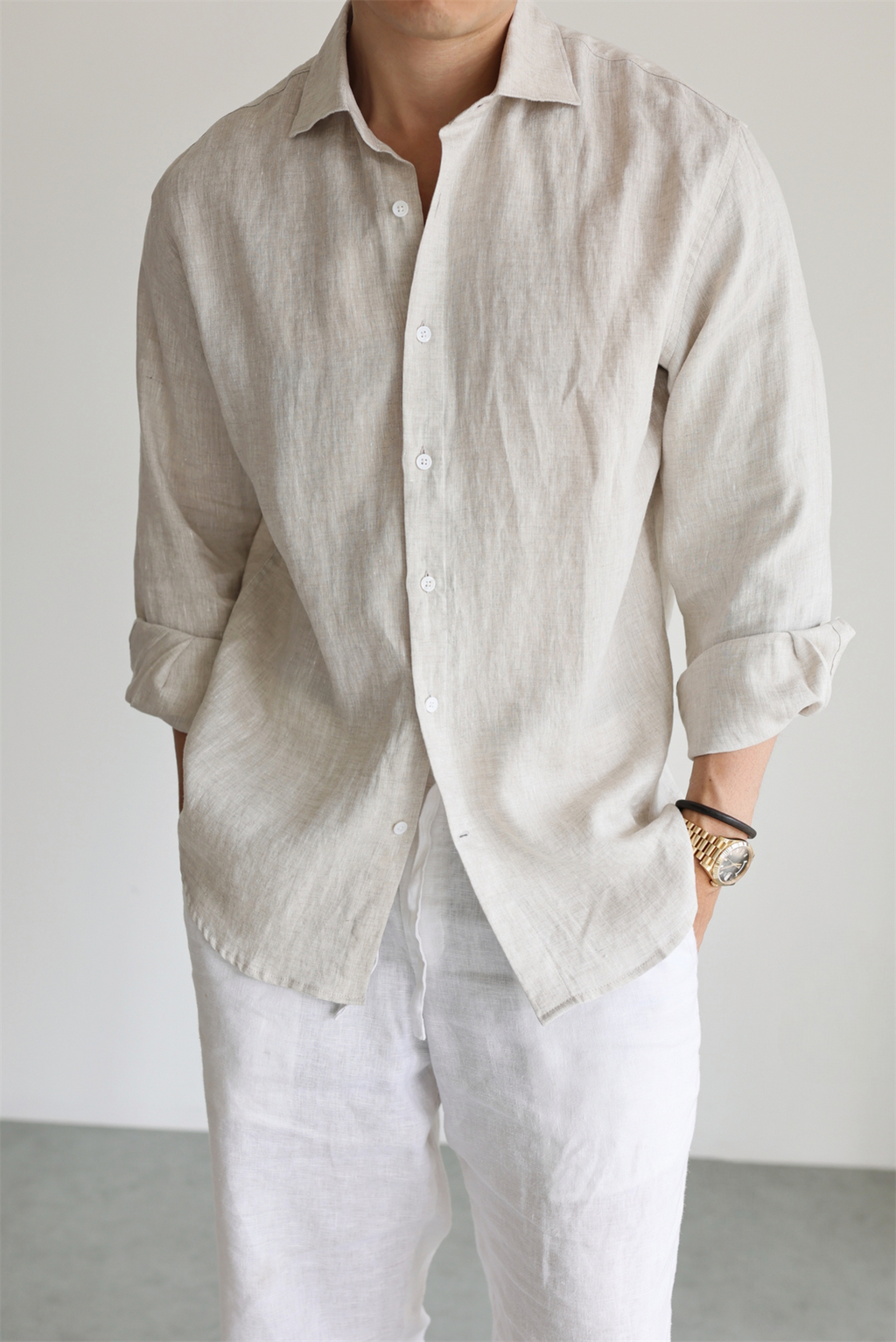 100% Linen Long-Sleeve Shirt
