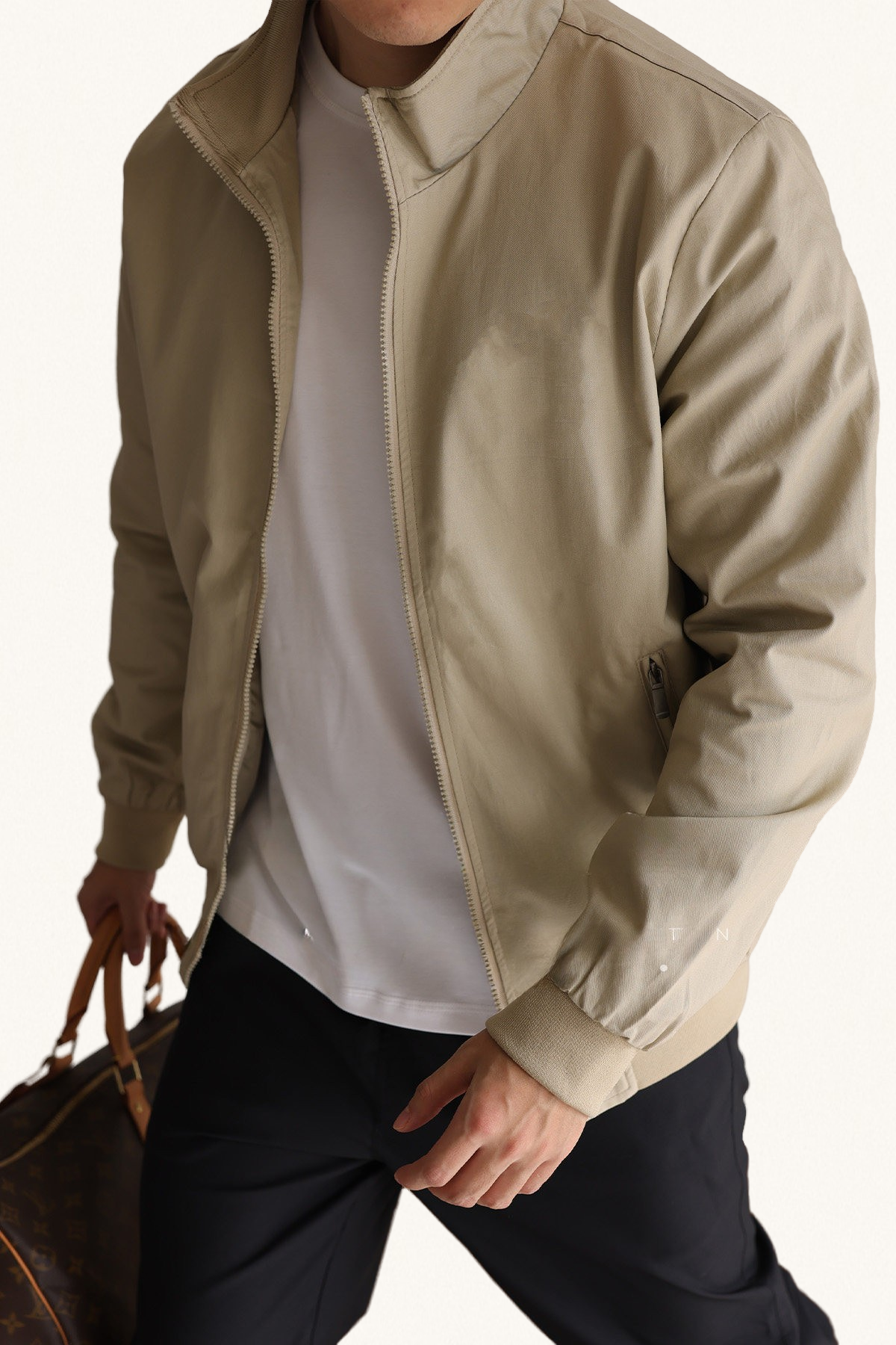 MONSEN Suitory Lightweight G9 Harrington Stand Collar Jacket in Performance Blend front view
