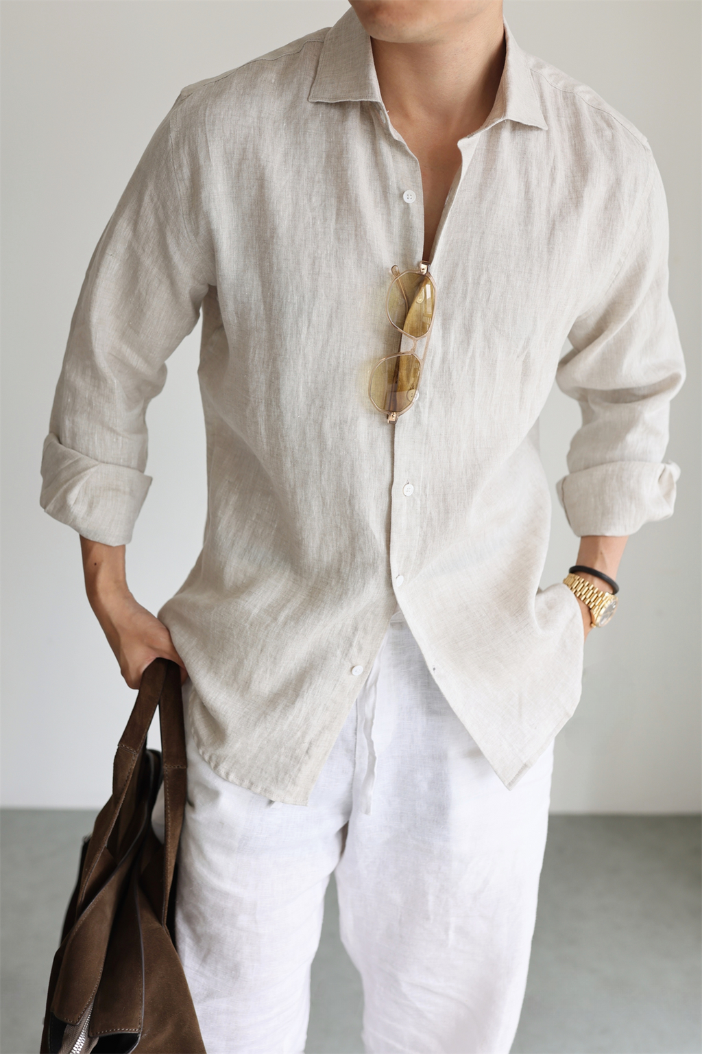 100% Linen Long-Sleeve Shirt