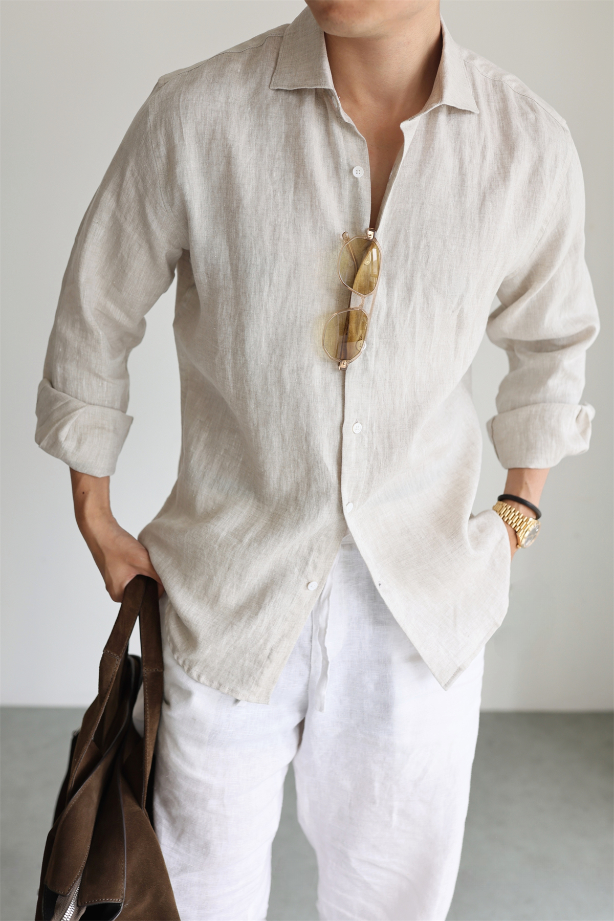 100% Linen Long-Sleeve Shirt