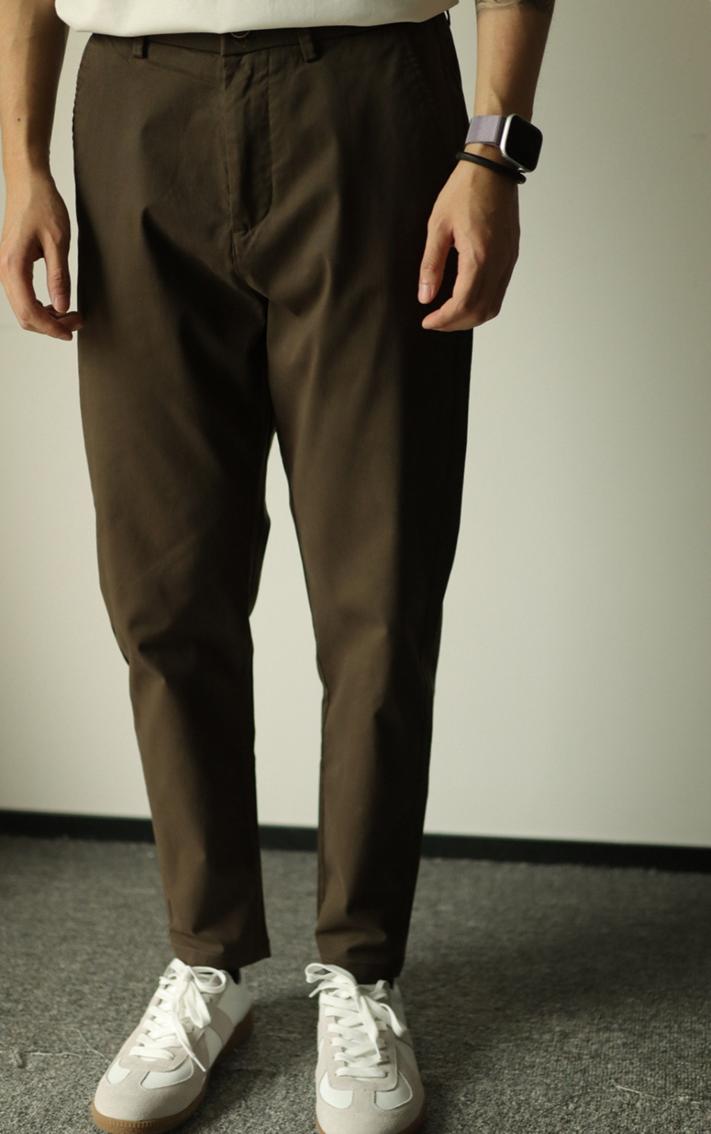 Pure Cotton Semi-Tapered Cropped Trousers