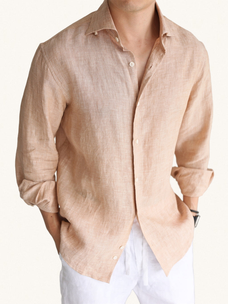 MONSEN Suitory Two-Tone 100% Linen Shirt product image