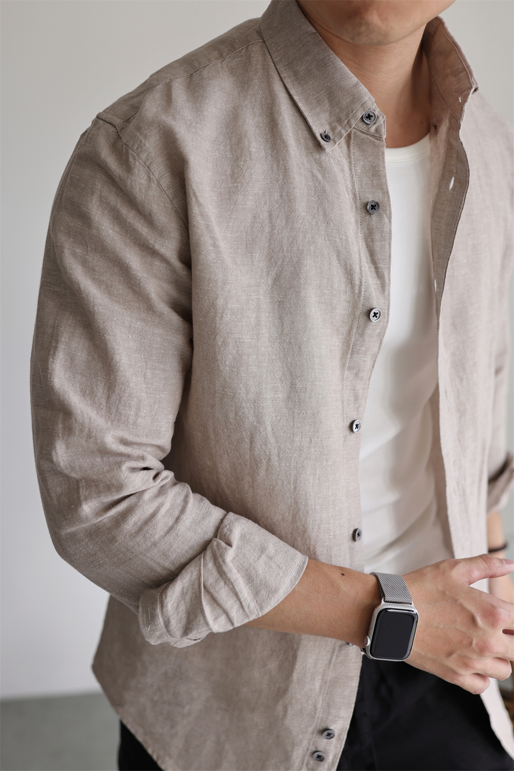Linen-Cotton Yarn-Dyed Shirt
