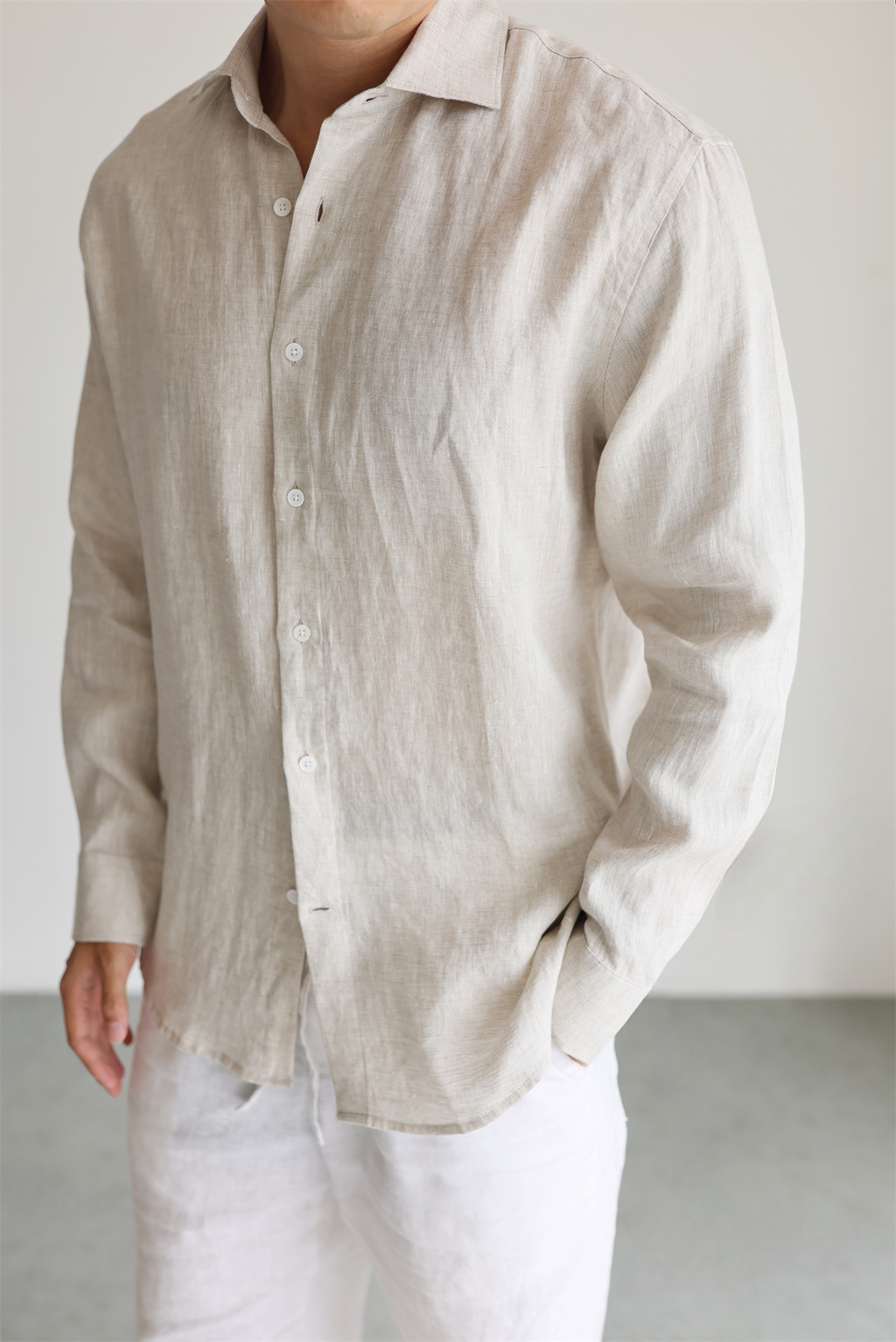 100% Linen Long-Sleeve Shirt