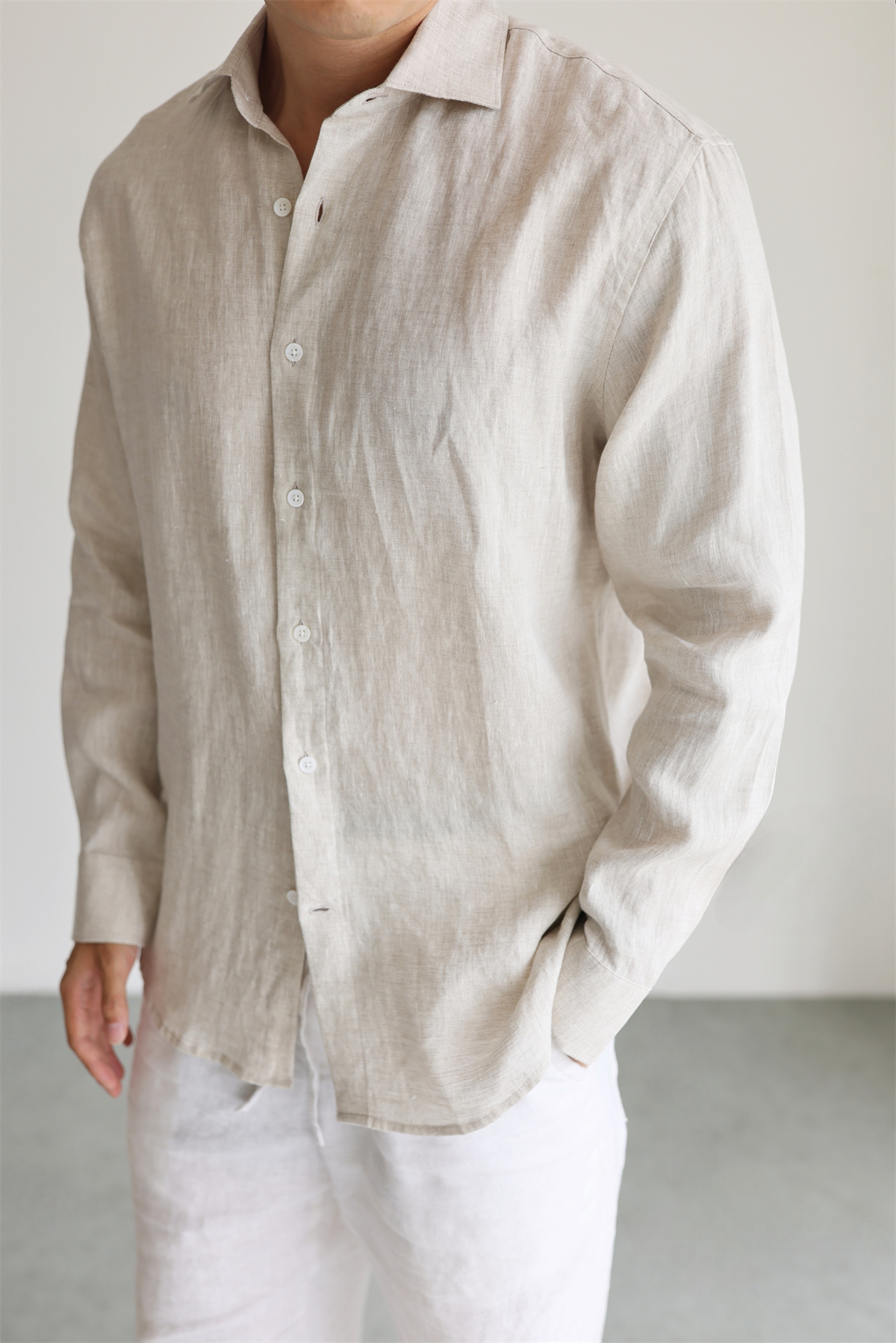 100% Linen Long-Sleeve Shirt