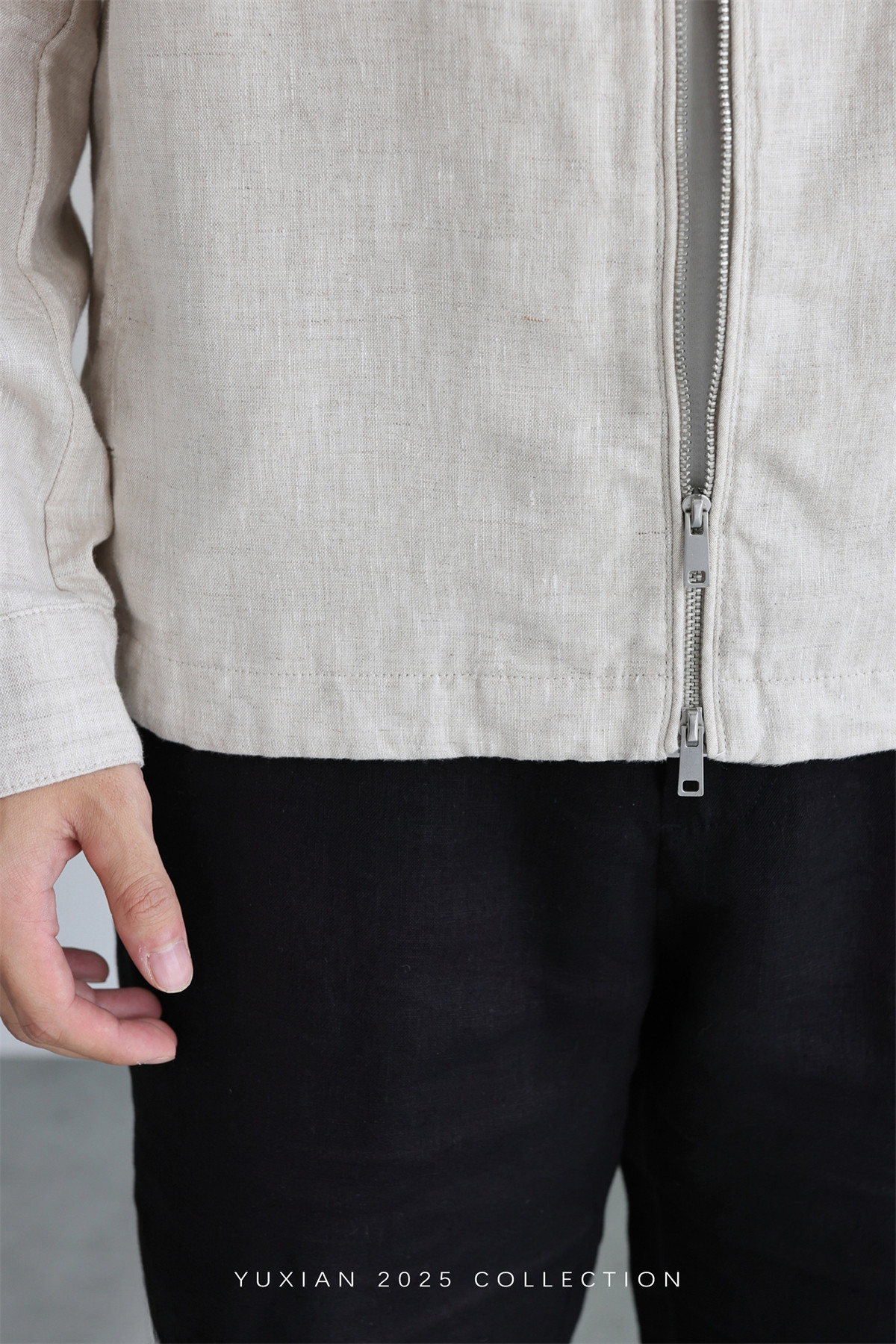 100% Linen Italian Stand-Collar Jacket