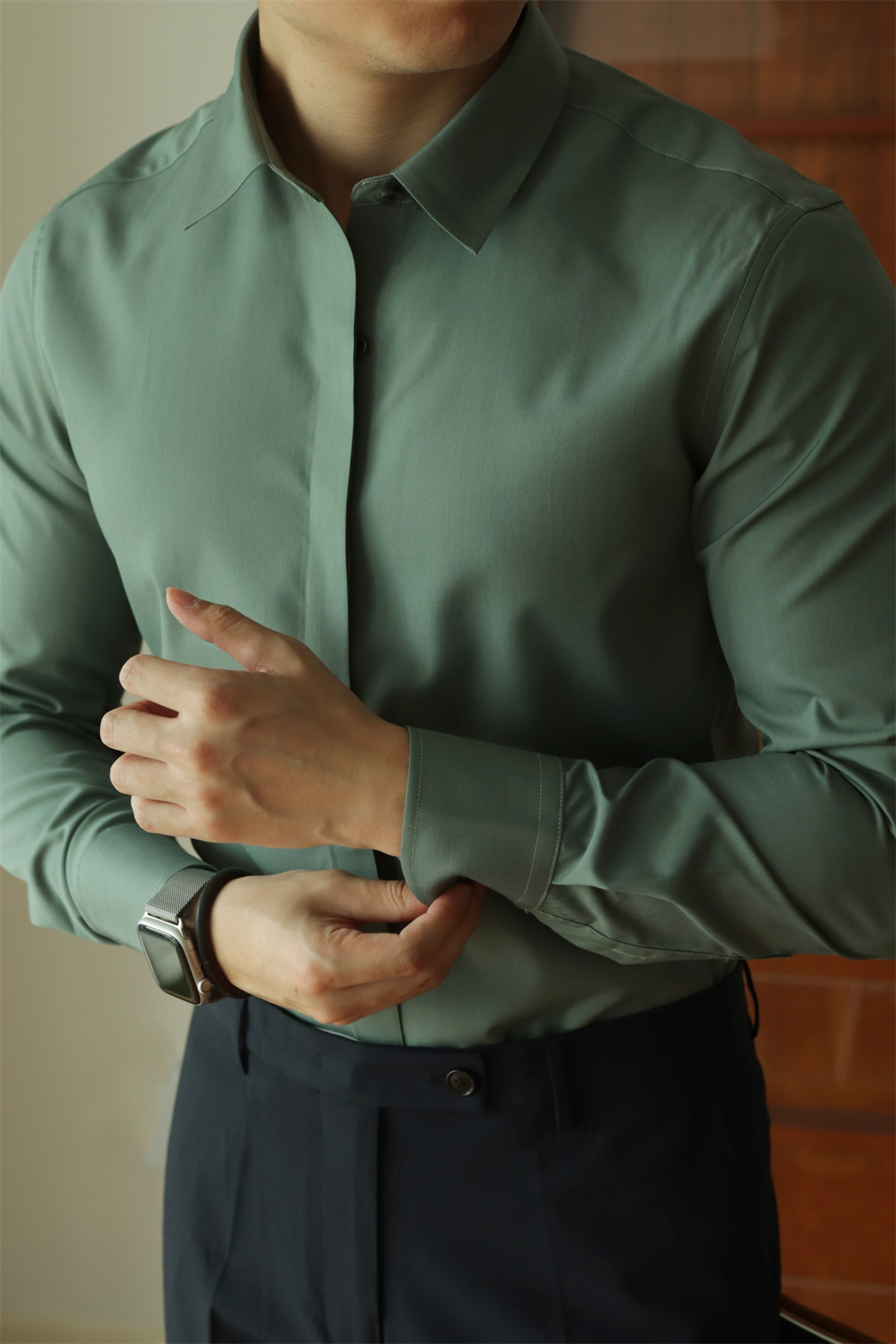 No-Iron Hidden-Placket Shirt