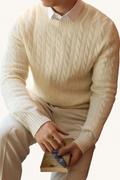 MONSEN Suitory Merino Wool Cable-Knit Sweater front view