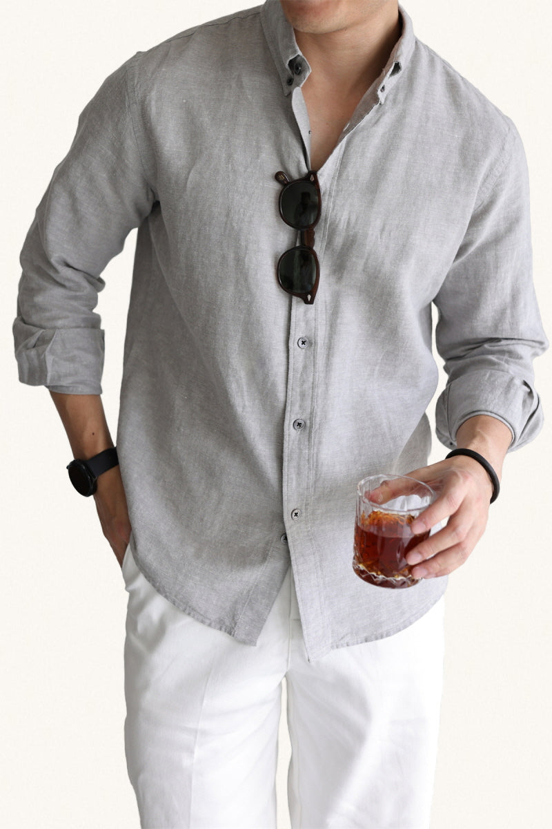 MONSEN Suitory Linen-Cotton Yarn-Dyed Shirt product image