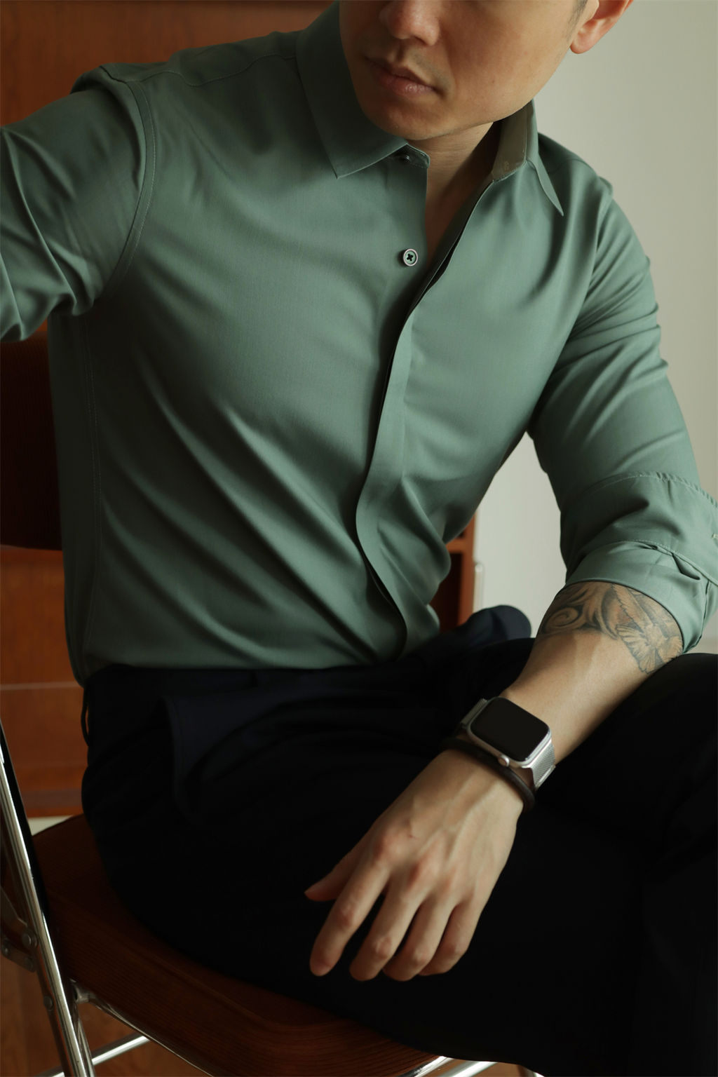 No-Iron Hidden-Placket Shirt