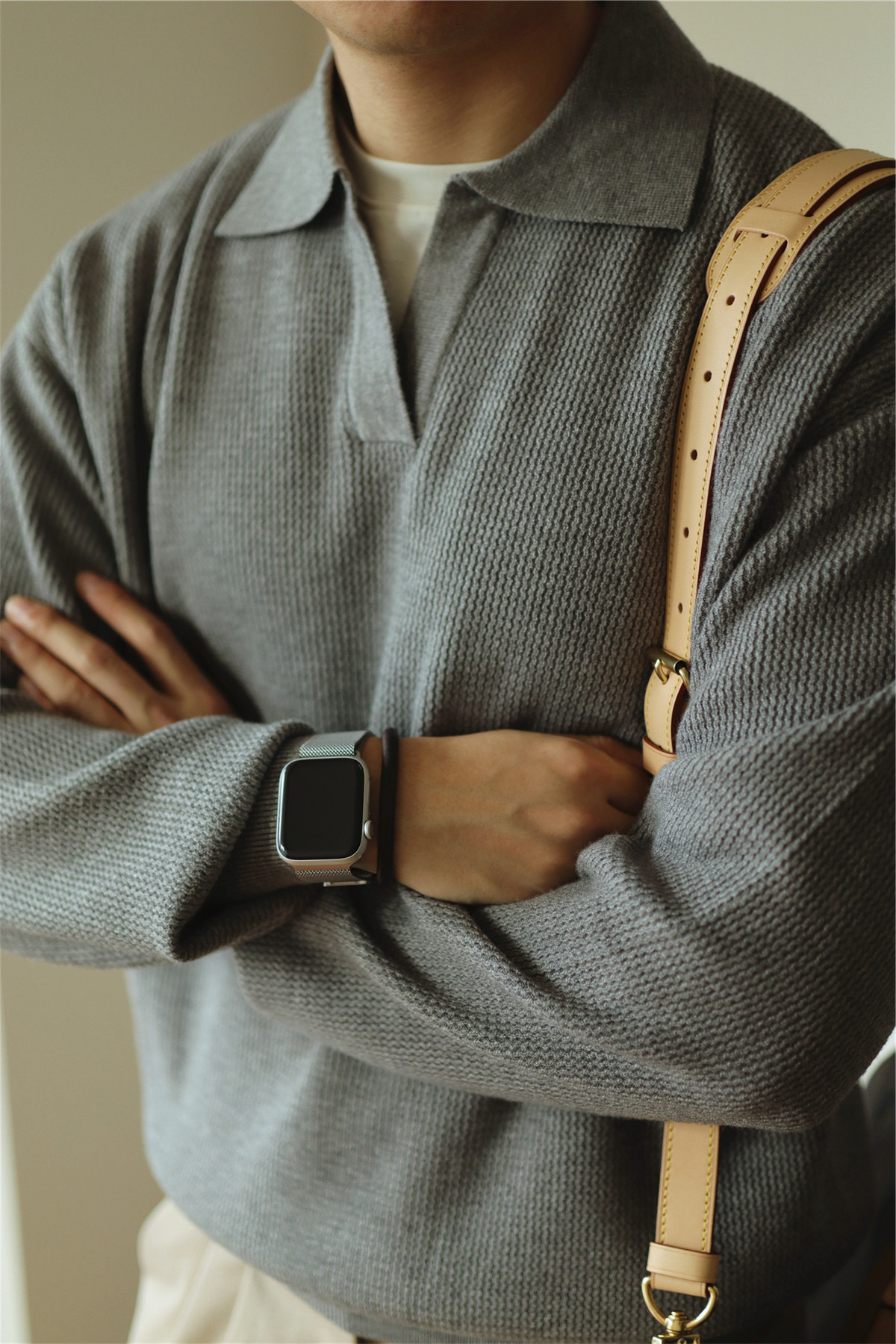 V-Neck Heavyweight Knit Polo