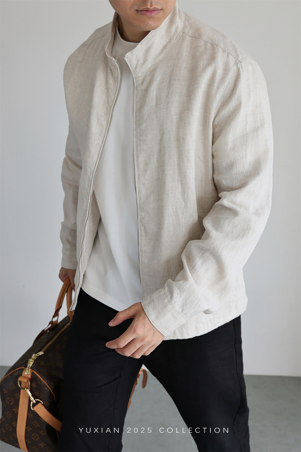 100% Linen Italian Stand-Collar Jacket