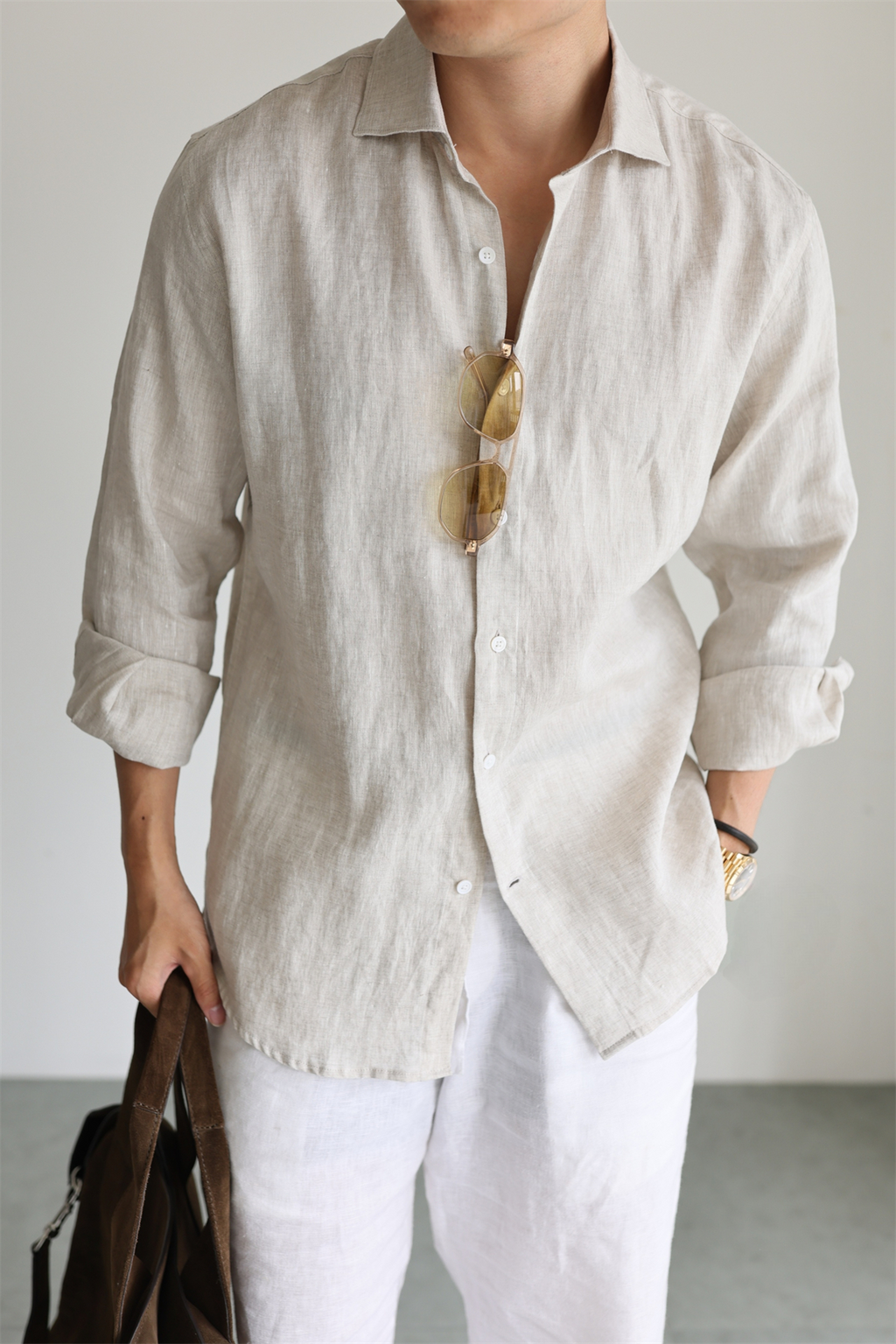 100% Linen Long-Sleeve Shirt