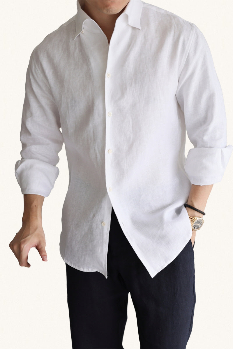 MONSEN Suitory 100% Linen One-Piece Collar Shirt product image