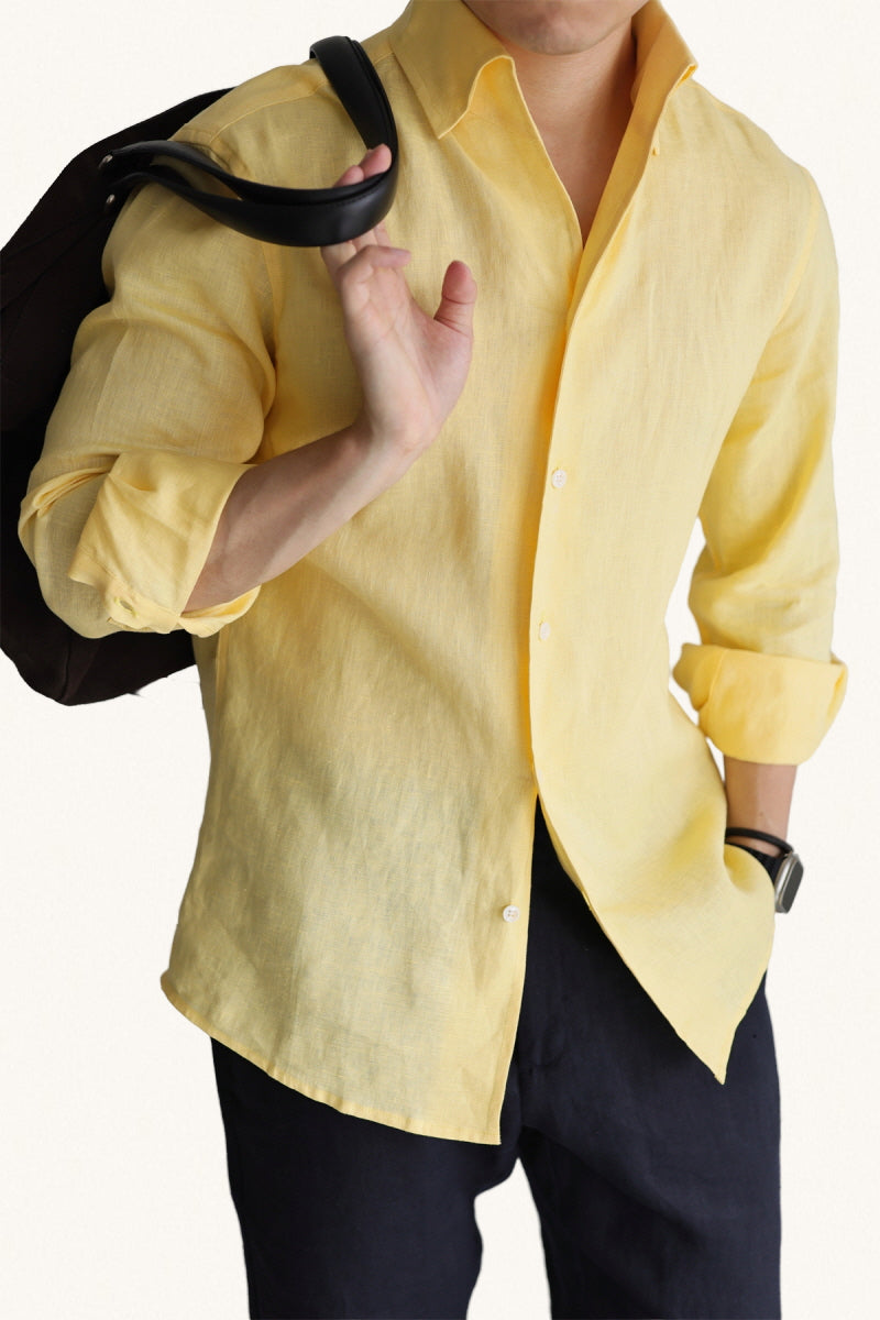 MONSEN Suitory 100% Linen One-Piece Collar Shirt product image