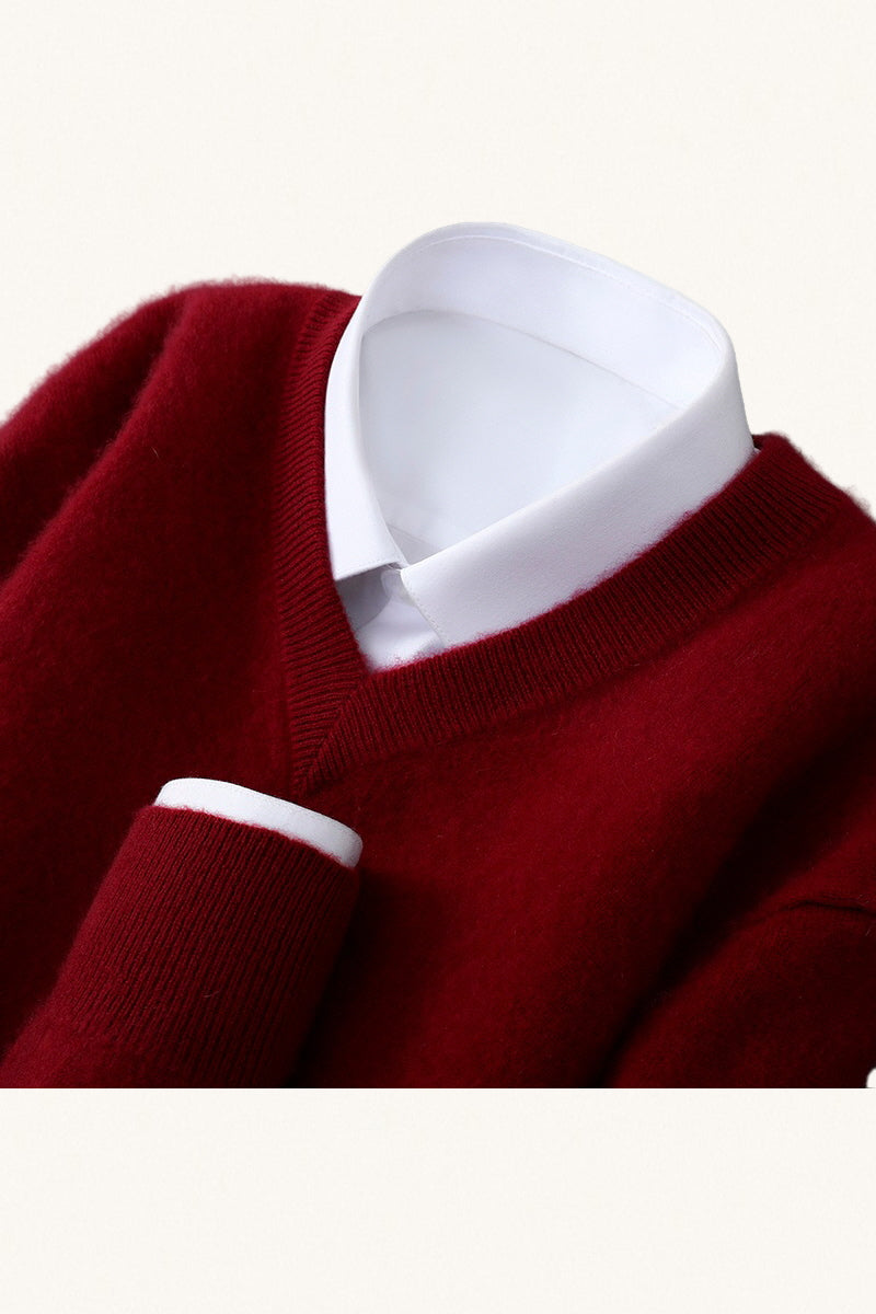 MONSEN Suitory 100% Wool V-Neck Sweater product image