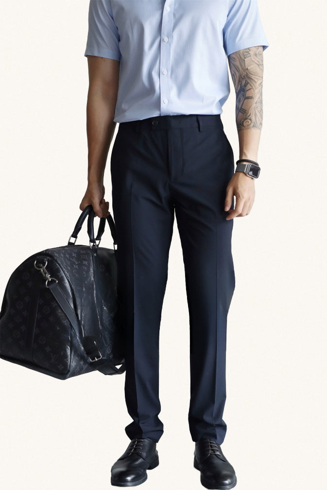 MONSEN Suitory Non-Iron Slim Trousers in Performance Blend front view