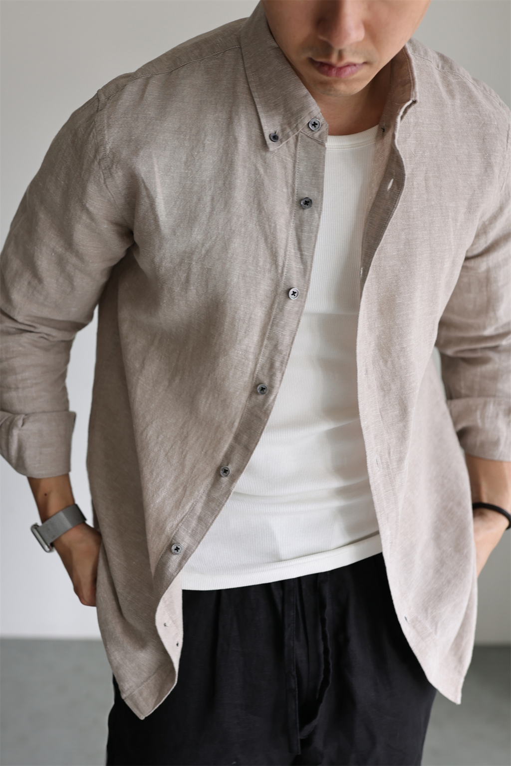 Linen-Cotton Yarn-Dyed Shirt