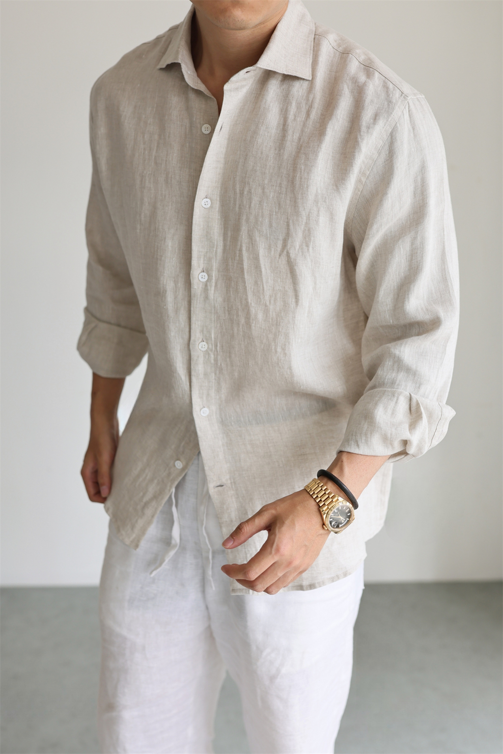 100% Linen Long-Sleeve Shirt