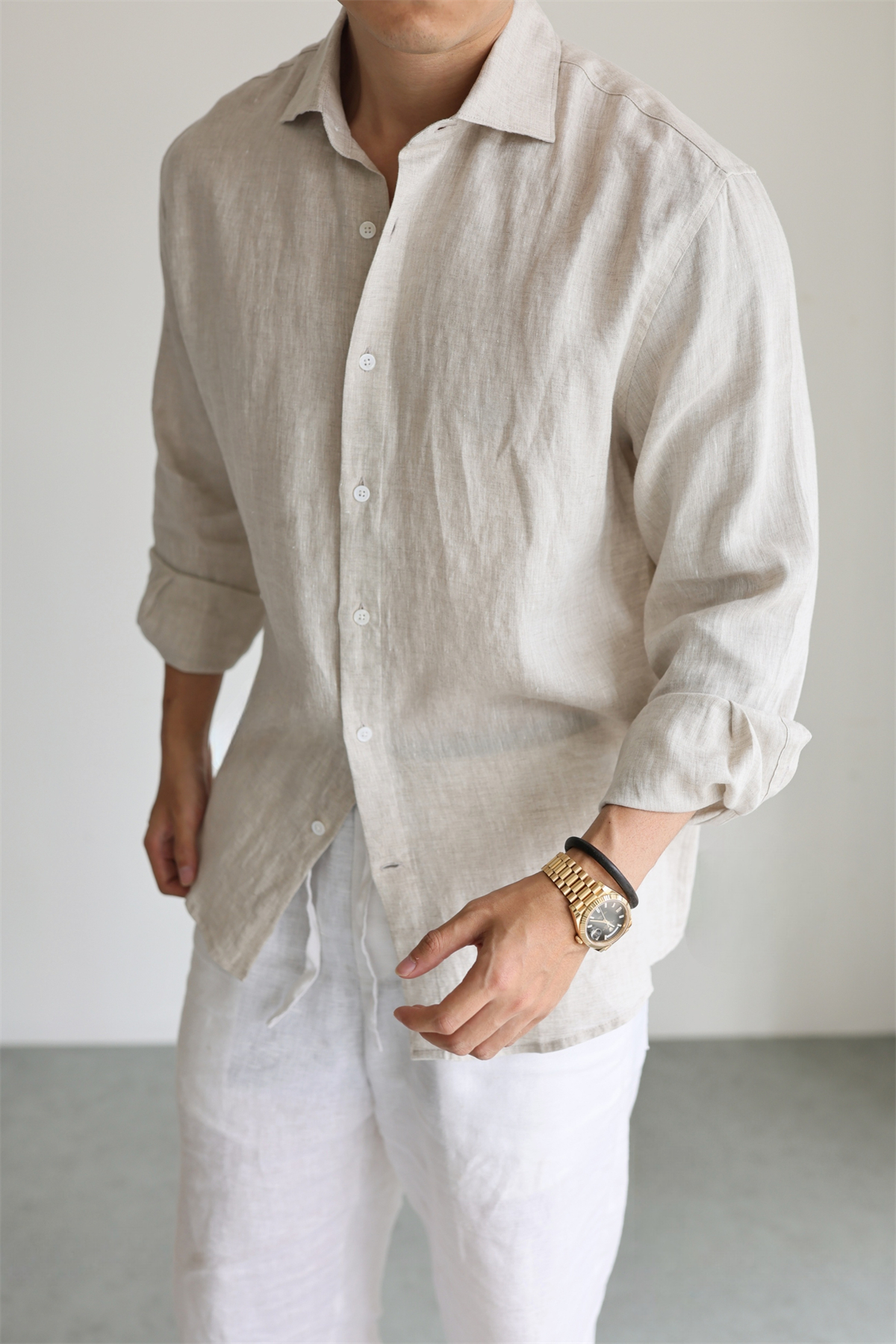 100% Linen Long-Sleeve Shirt