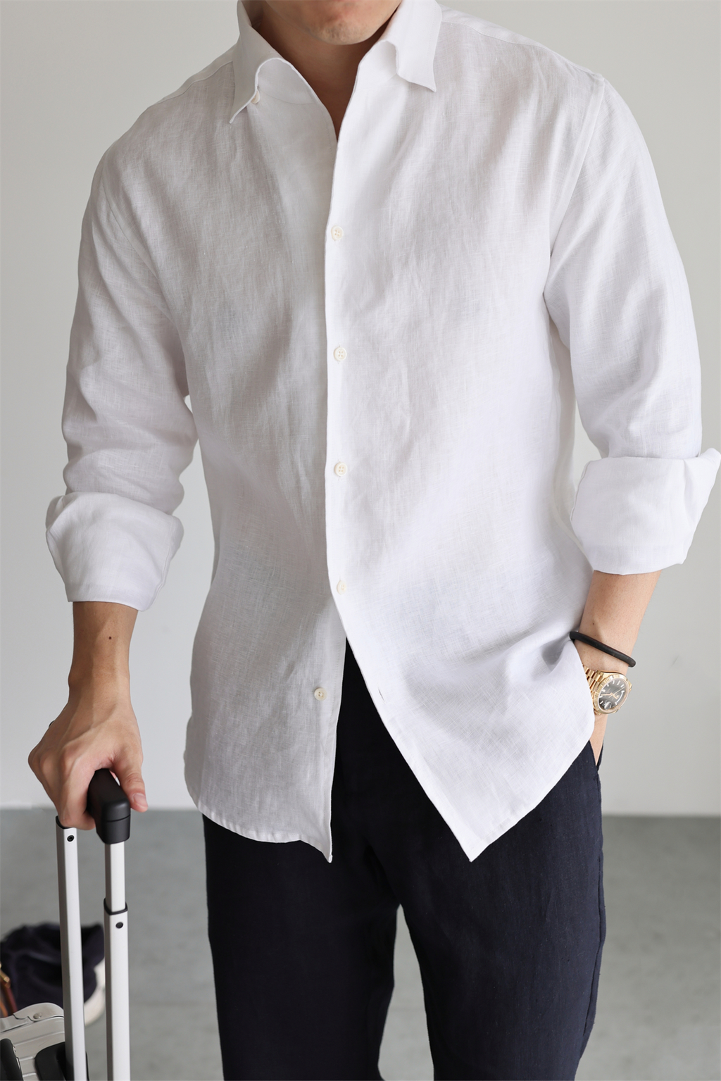 100% Linen One-Piece Collar Shirt