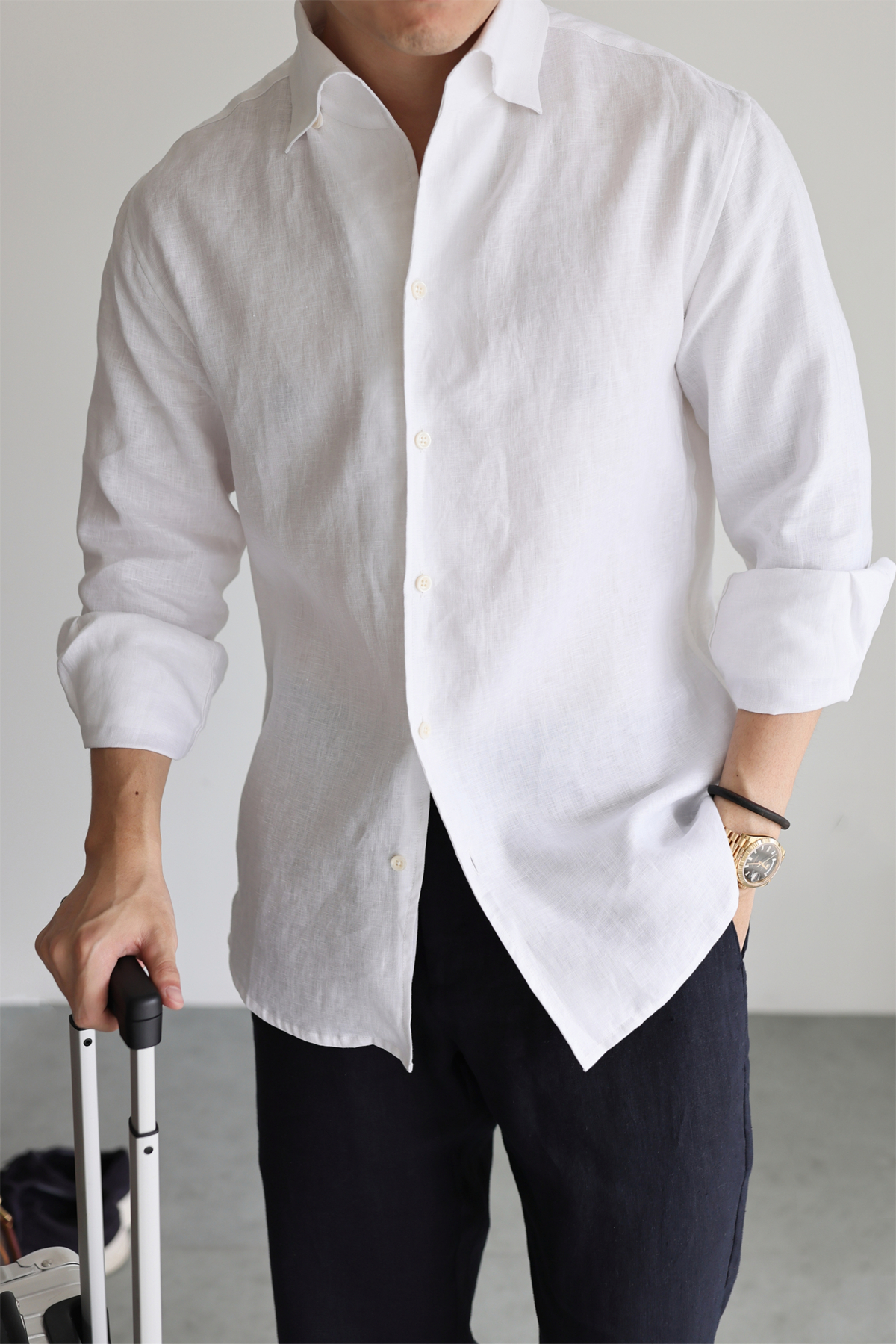 100% Linen One-Piece Collar Shirt