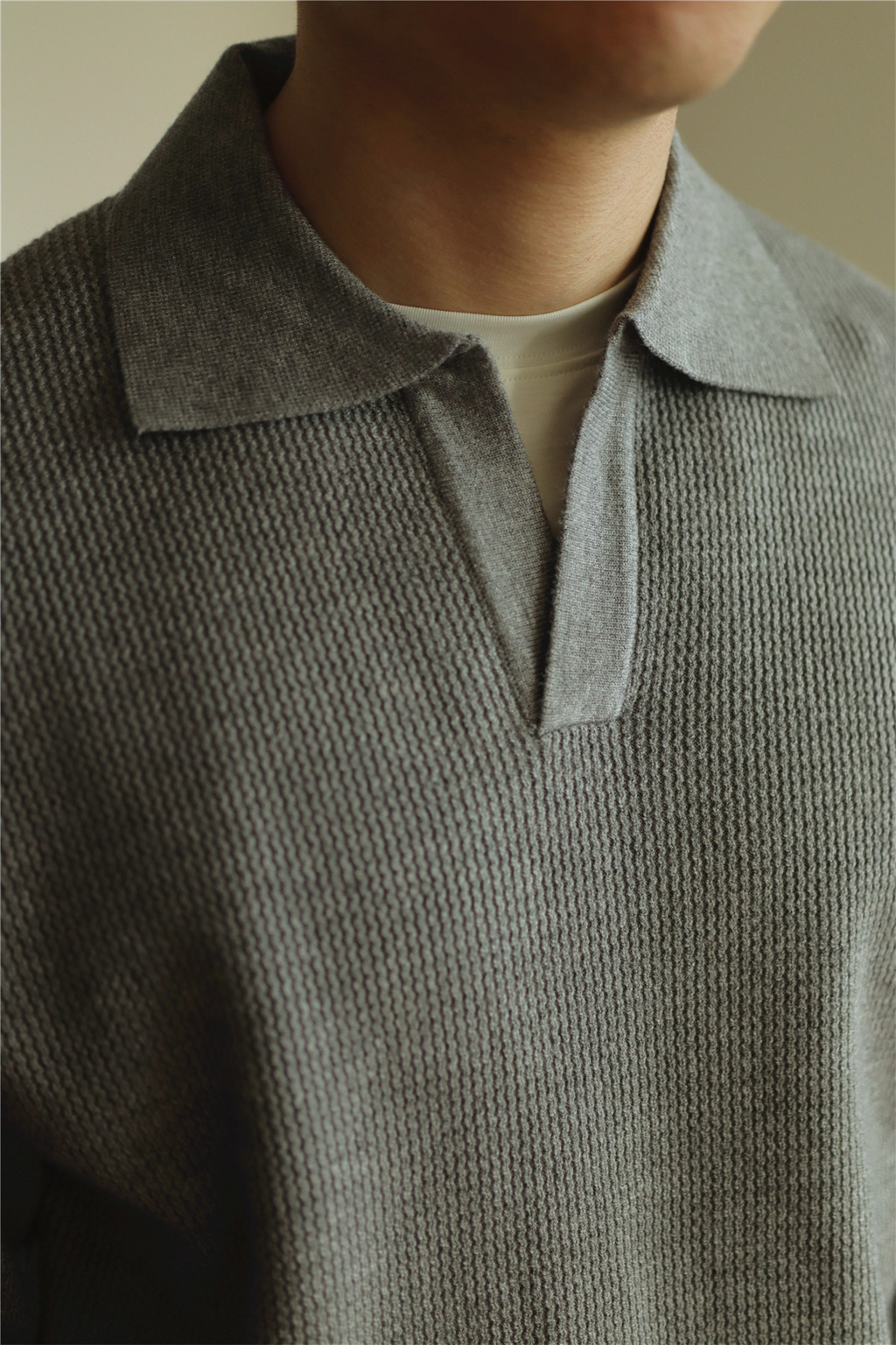 MONSEN Suitory V-Neck Heavyweight Knit Polo in Performance Blend product image