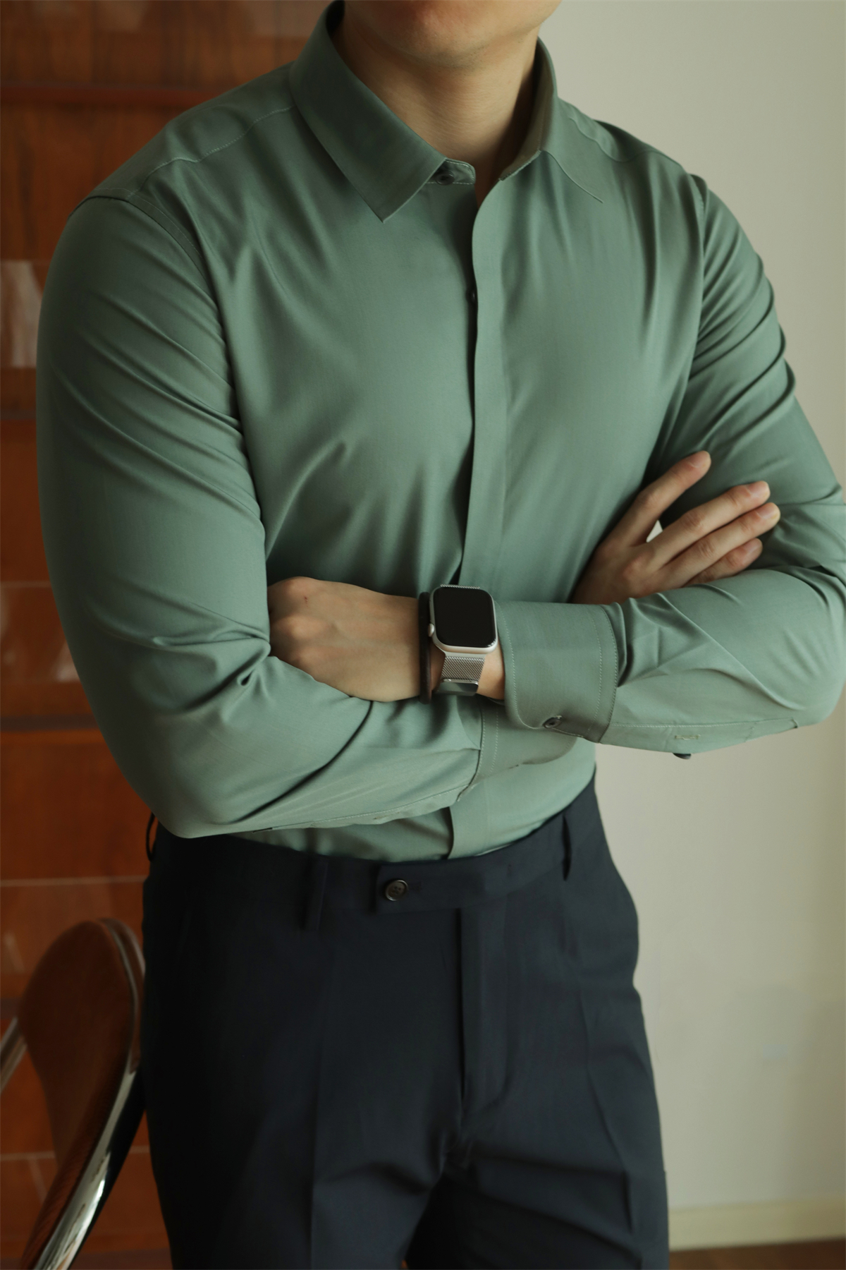 No-Iron Hidden-Placket Shirt