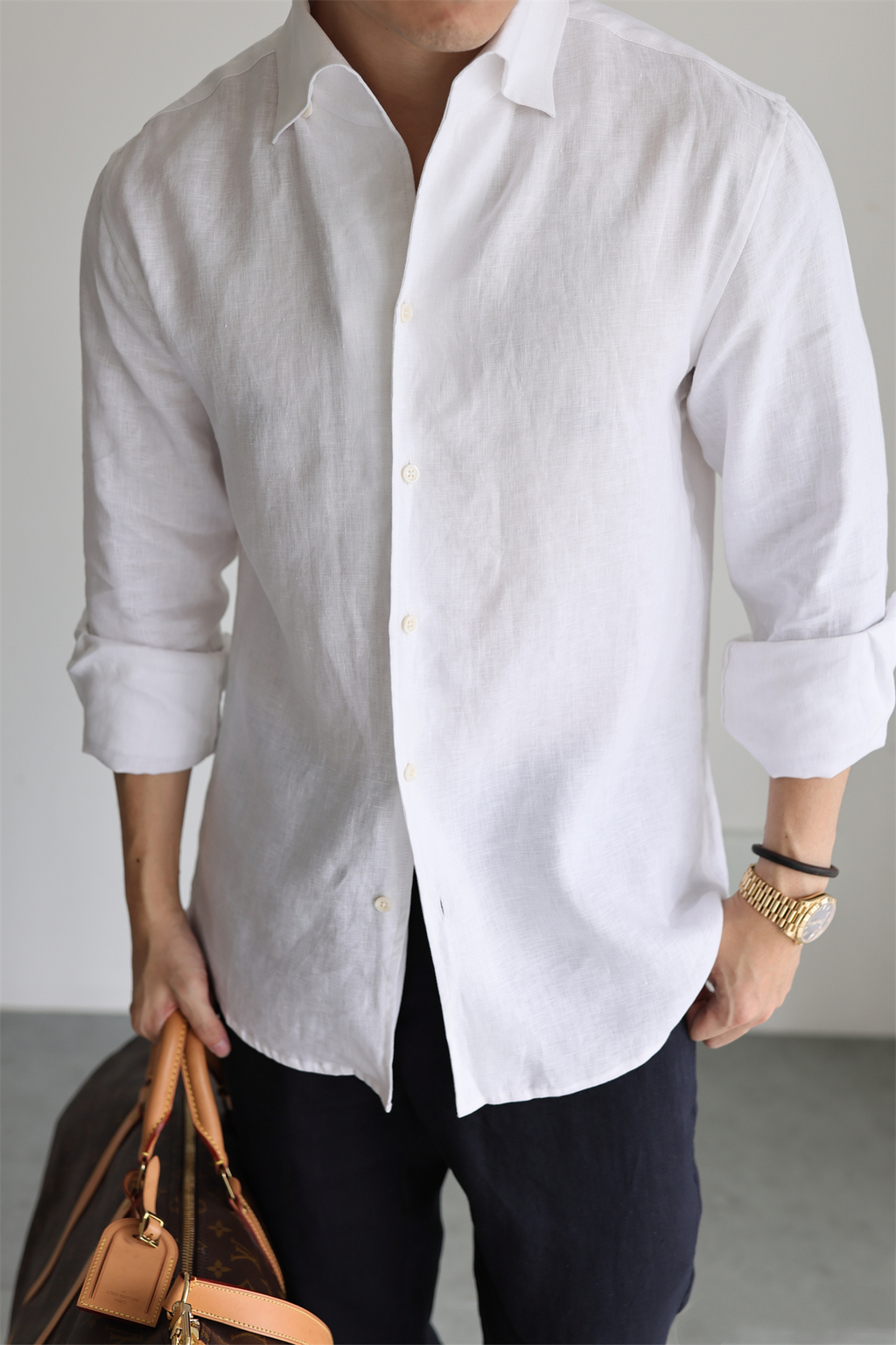 100% Linen One-Piece Collar Shirt