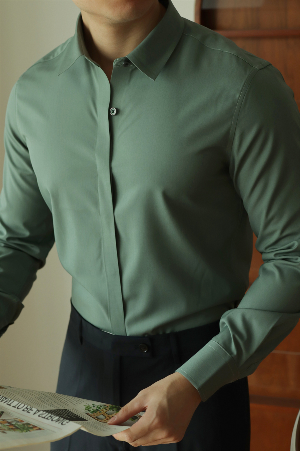No-Iron Hidden-Placket Shirt