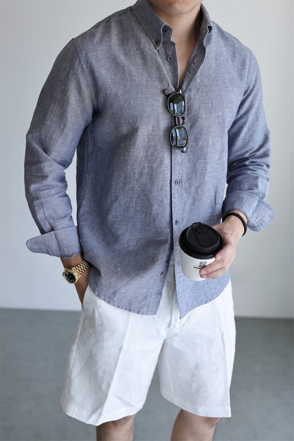 Linen-Cotton Yarn-Dyed Shirt