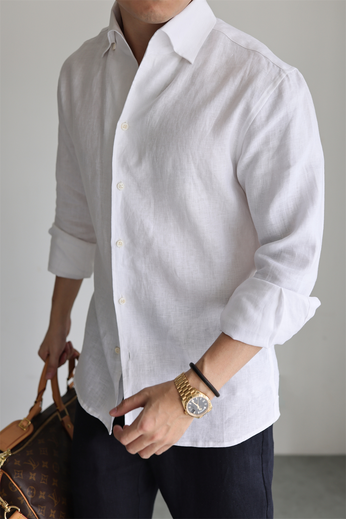 100% Linen One-Piece Collar Shirt