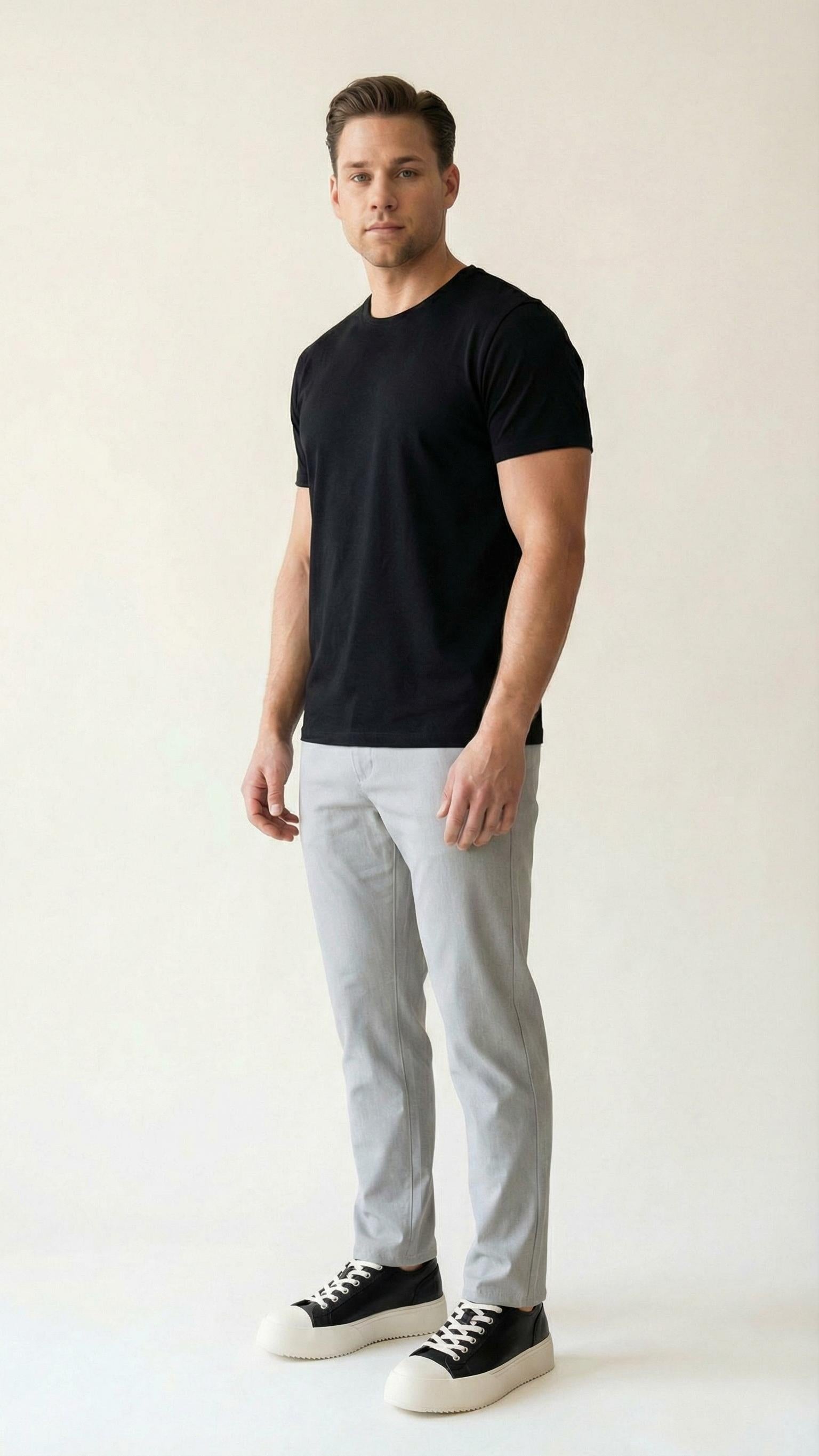 MONSEN Suitory Round-Toe Height-Boost Sneakers in Denim product image