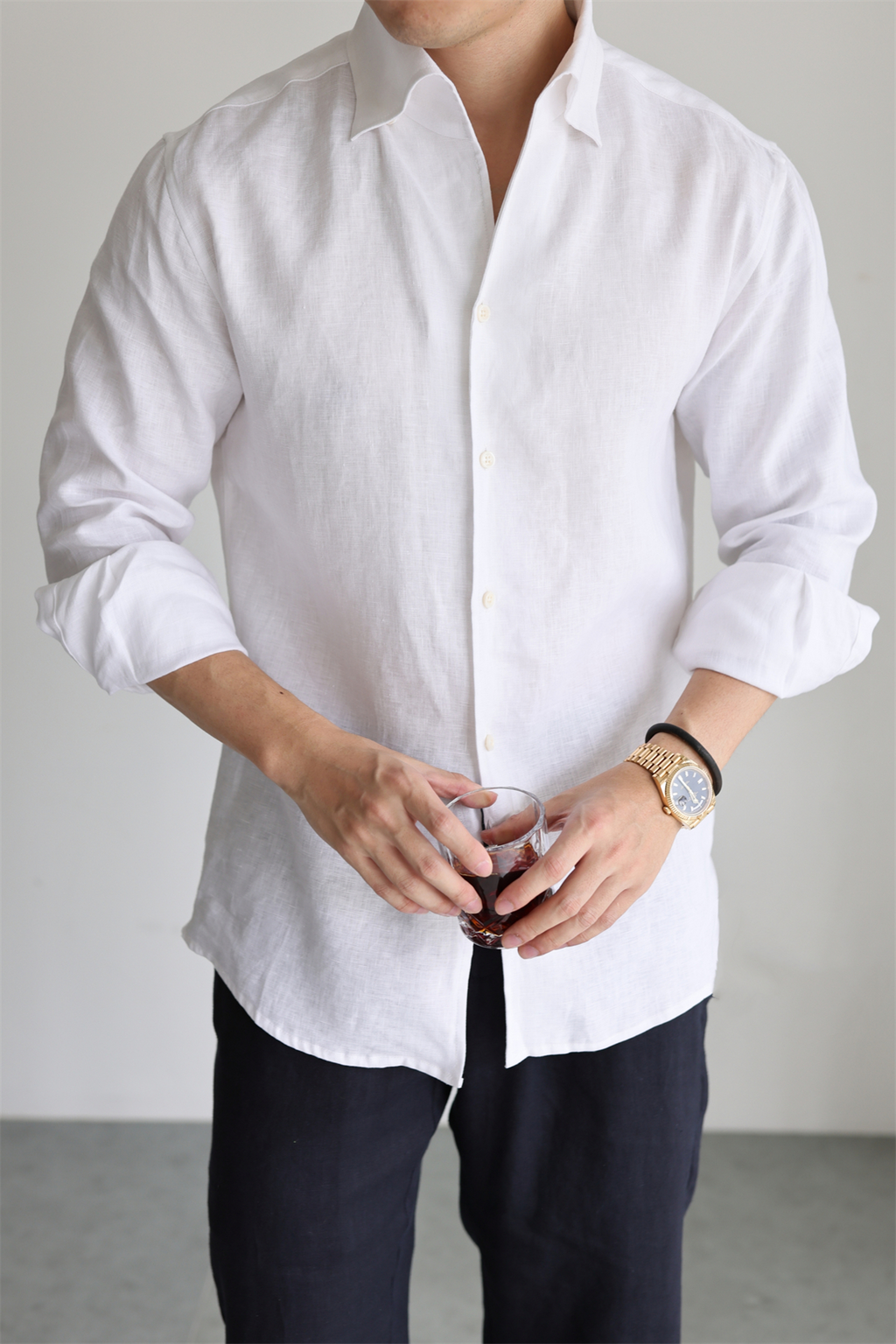 100% Linen One-Piece Collar Shirt