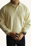 MONSEN Suitory V-Neck Heavyweight Knit Polo in Performance Blend front view