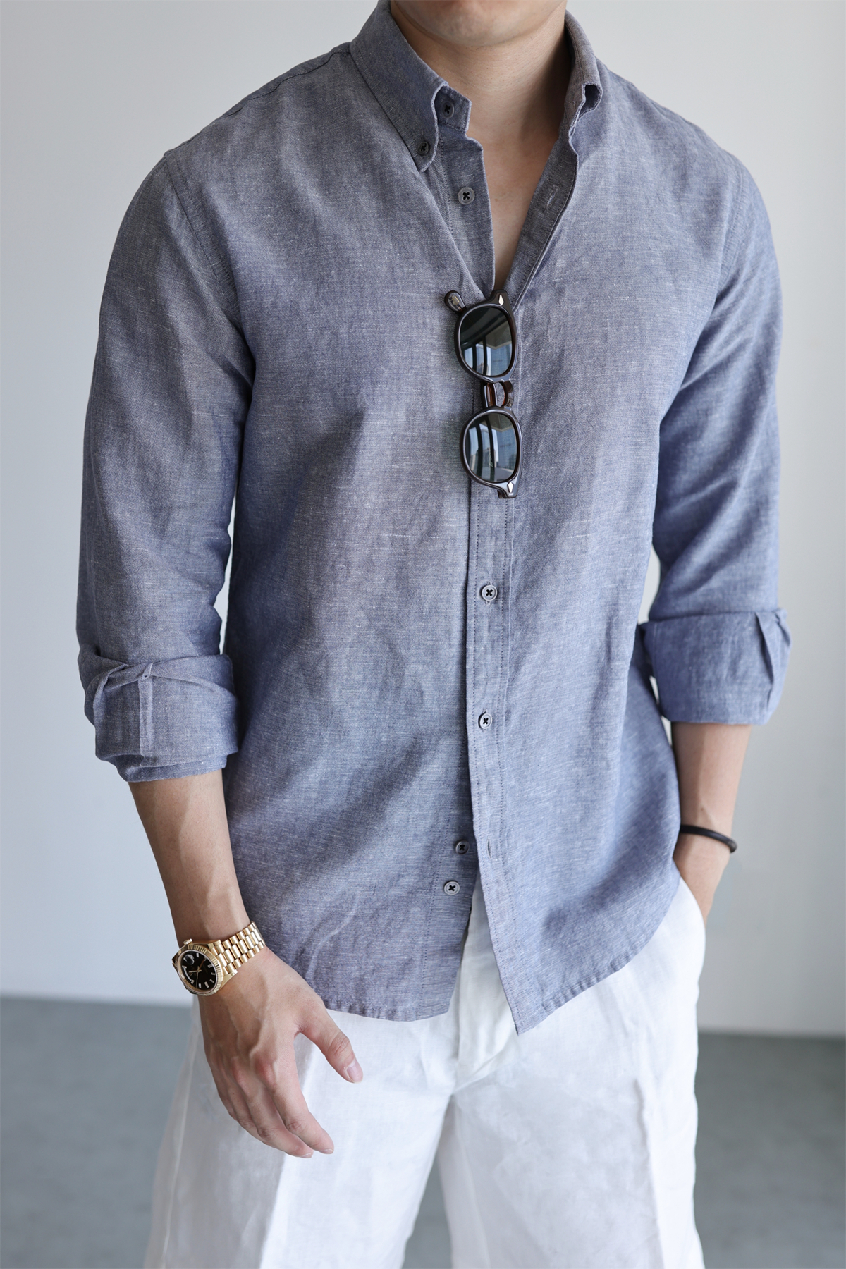 Linen-Cotton Yarn-Dyed Shirt