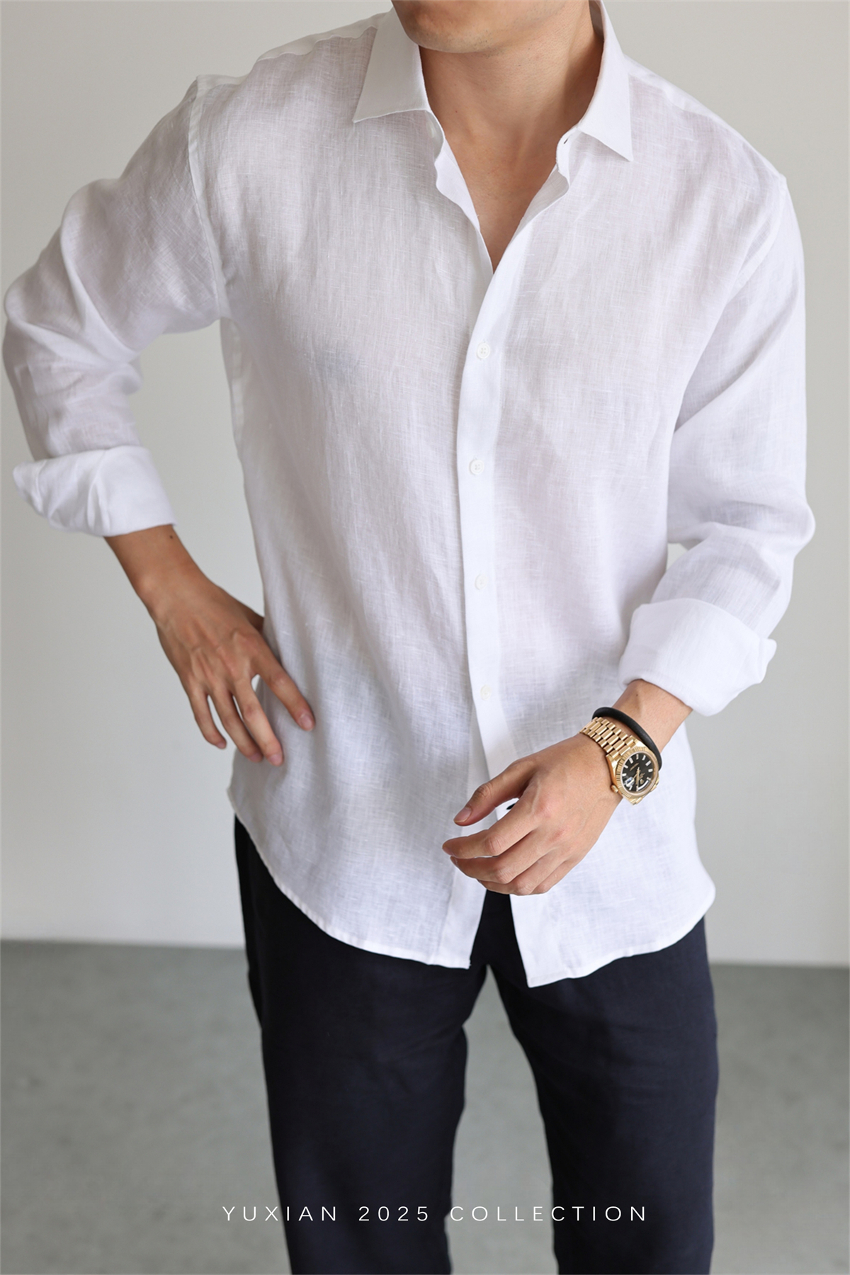 100% Linen Long-Sleeve Shirt