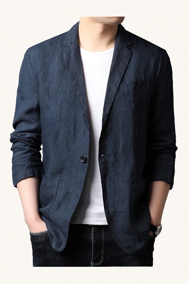 MONSEN Suitory 100% Linen Blazer front view