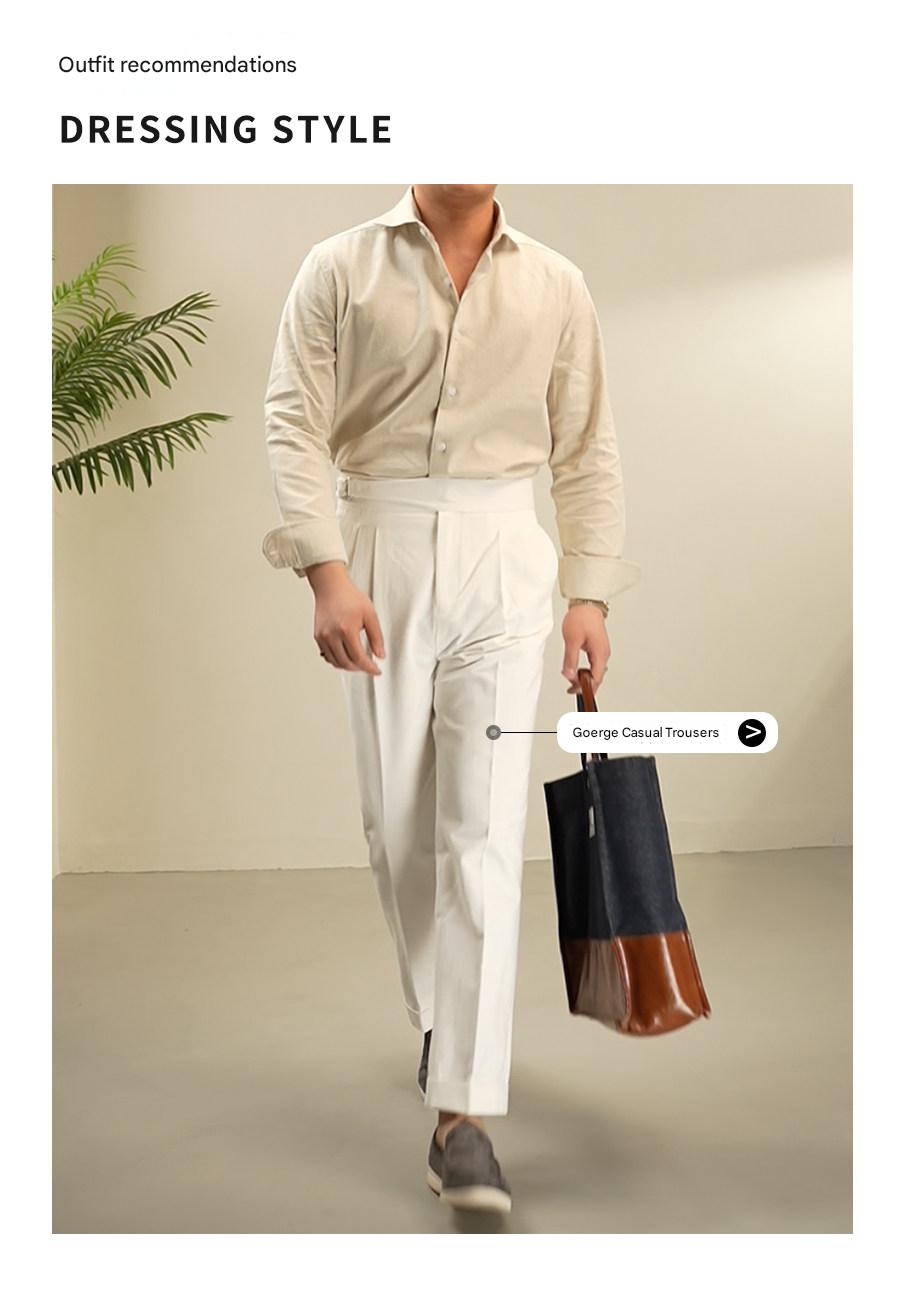 MONSEN Suitory Linen-Cotton Windsor Solid Collar Shirt product image