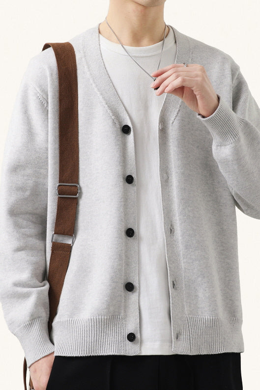 MONSEN Suitory Cotton-Rich V-Neck Knit Cardigan product image