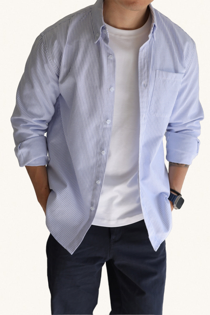 MONSEN Suitory Wrinkle-Resistant Oxford Stripe Shirt in Cotton product image