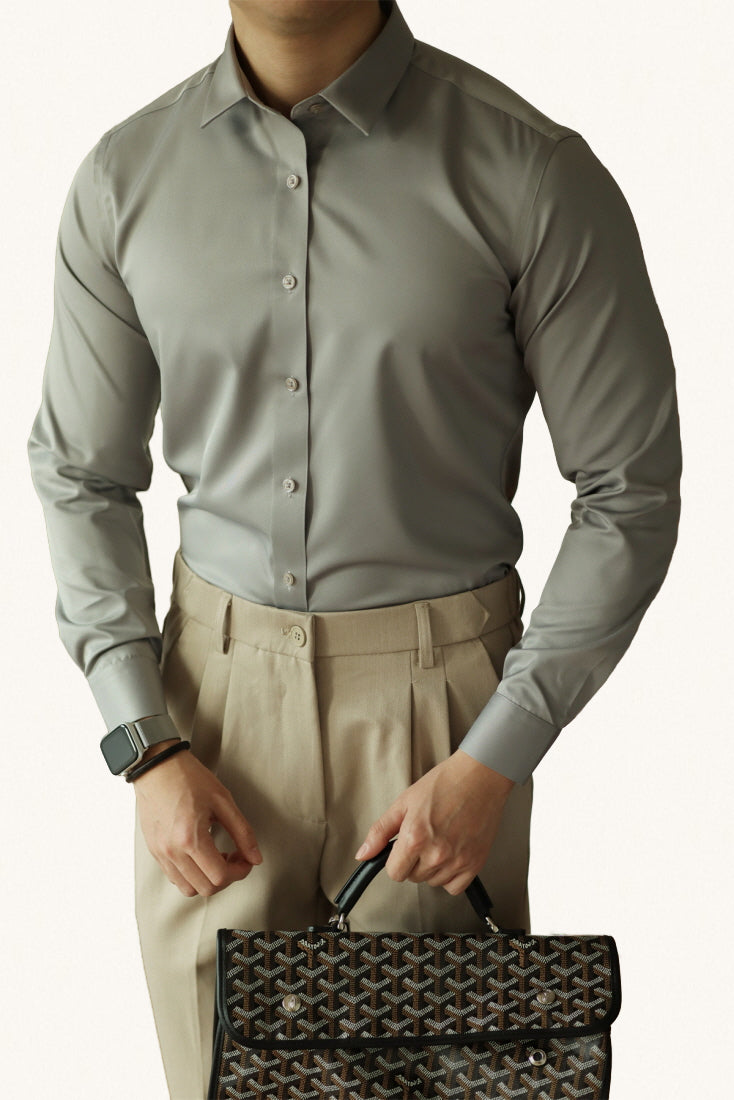 MONSEN Suitory Non-Iron Silky Stretch Dress Shirt in Silk Blend product image