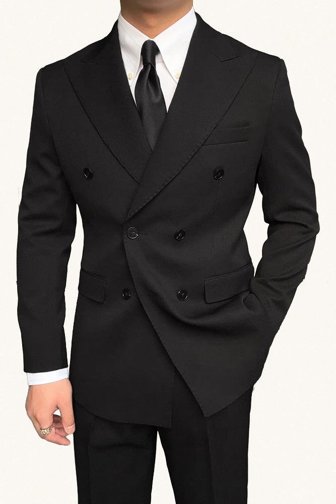 MONSEN Suitory Double-Breasted Peak-Lapel Suit in Performance Blend front view