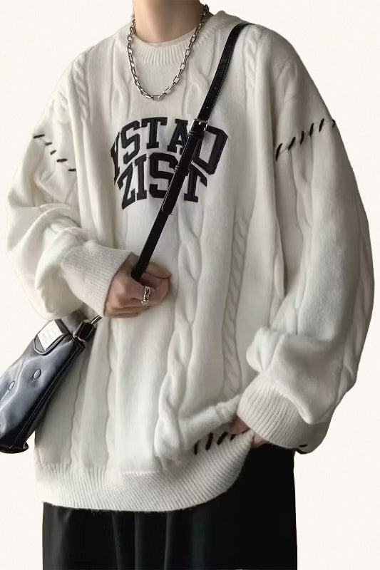 MONSEN Suitory Cable-Knit Crewneck Sweater1 in Wool product image