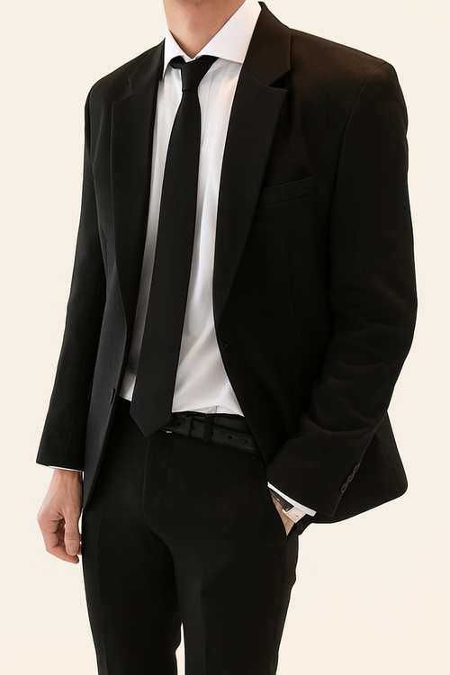 MONSEN Suitory Black Slim-Fit Suit front view